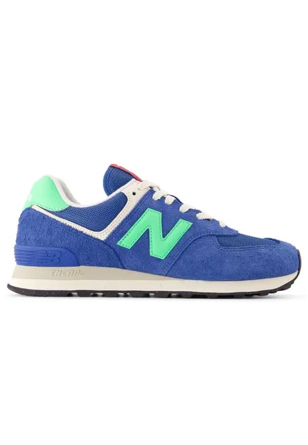 New Balance U574BSC Sneakersy męskie. Okazja: na co dzień, na spacer. Kolor: niebieski. Materiał: materiał, zamsz. Szerokość cholewki: normalna. Sezon: lato. Model: New Balance 574. Sport: turystyka piesza