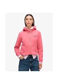 Superdry - Bluza z kapturem i zamkiem Essential Logo. Typ kołnierza: kaptur. Kolor: różowy #1