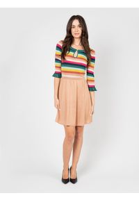 Patrizia Pepe Sukienka | 8A0435/A1QZA | Kobieta | Wielokolorowy. Okazja: na co dzień. Kolor: wielokolorowy. Materiał: poliamid, poliester, wiskoza. Wzór: paski, aplikacja. Typ sukienki: proste. Styl: klasyczny, casual, elegancki. Długość: midi #1