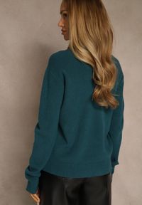 Renee - Niebieski Sweter z Wełną i Wiskozą z Trójkątnym Dekoltem Kaitte. Okazja: na co dzień. Kolor: niebieski. Materiał: wełna, wiskoza. Styl: casual, elegancki #4