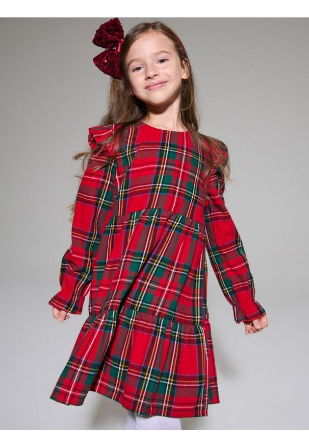 Sinsay - Sukienka w kratę z falbanami - wielobarwny