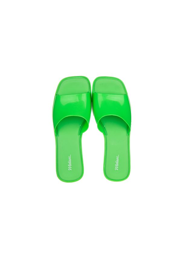 melissa - Klapki Melissa Shape AD Green 010395, Zielony, Guma. Kolor: zielony. Materiał: tworzywo sztuczne. Sezon: lato. Obcas: na obcasie. Wysokość obcasa: średni