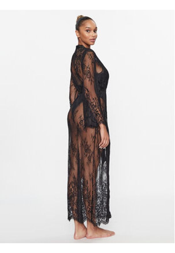 Hunkemöller Szlafrok Isabella 191638 Czarny. Kolor: czarny. Materiał: syntetyk