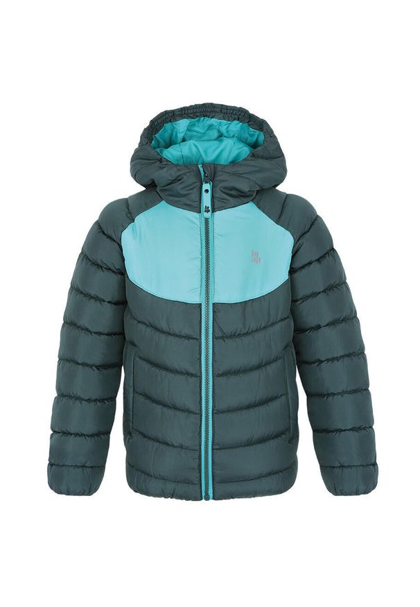 GLOMEX - Kurtka ocieplana dziecięca Loaf Insum ciemnozielona 122-128 — wodoodporna. Kolor: zielony, szary, niebieski, wielokolorowy. Sezon: zima