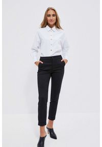 MOODO - Eleganckie spodnie z prostą nogawką czarne. Kolor: czarny. Materiał: bawełna, poliamid, elastan. Styl: elegancki
