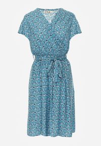 Renee - Niebieska Letnia Sukienka Kopertowa Wiązana w Pasie z Wiskozy Meridase. Kolor: niebieski. Materiał: wiskoza. Sezon: lato. Typ sukienki: kopertowe #2