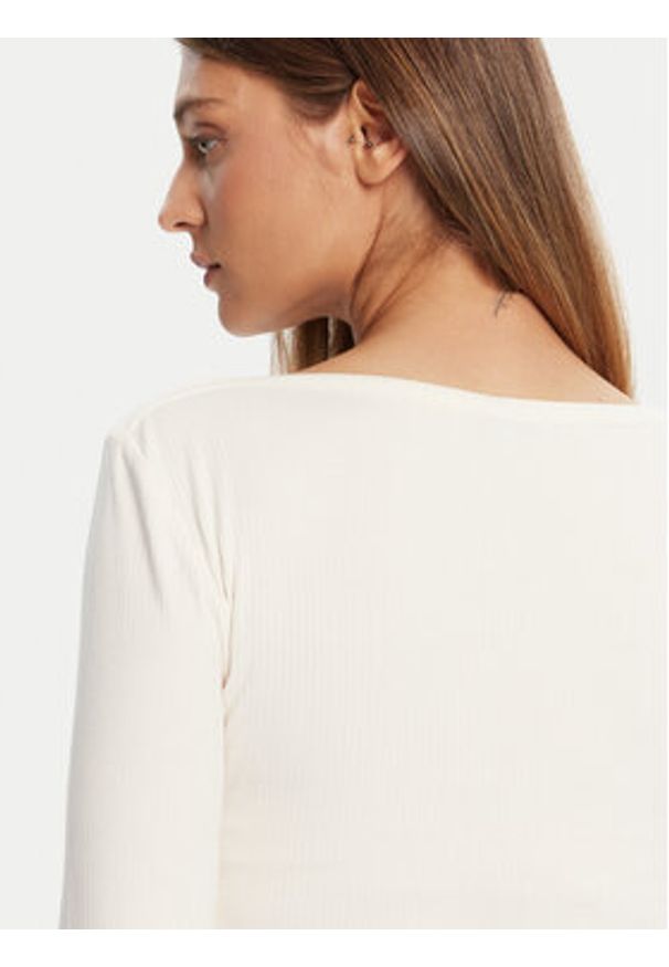 TOMMY HILFIGER - Tommy Hilfiger Bluzka WW0WW47309 Écru Slim Fit. Materiał: wiskoza