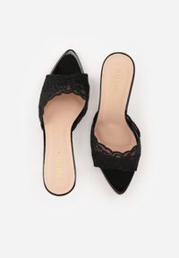 Born2be - Czarne Siateczkowe Klapki na Szpilce z Koronką Sephaphine. Okazja: na co dzień. Kolor: czarny. Materiał: koronka. Wzór: koronka. Obcas: na szpilce. Styl: casual, elegancki #6