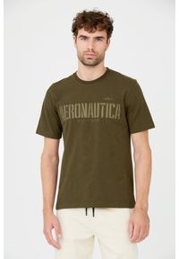Aeronautica Militare - AERONAUTICA MILITARE Zielony bawełniany męski t-shirt, Rozmiar XL. Kolor: zielony. Materiał: bawełna