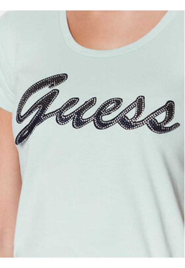 Guess T-Shirt Adriana W3RI50 J1314 Zielony Slim Fit. Kolor: zielony. Materiał: bawełna