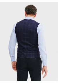 Pako Lorente - PAKO LORENTE – Granatowa kamizelka męska w kratę. Kolor: niebieski. Materiał: poliester, elastan, wiskoza. Wzór: kratka. Styl: elegancki, młodzieżowy #6