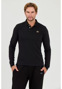 La Martina - LA MARTINA Czarny męski longsleeve polo Piquet Stretch, Rozmiar XL. Typ kołnierza: polo. Kolor: czarny. Długość rękawa: długi rękaw