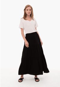 Volcano - Długa spódnica z rozcięciem G-FLAVIA. Materiał: skóra, koronka, wiskoza, materiał. Długość: długie. Wzór: koronka, aplikacja. Sezon: lato #1