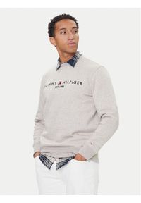 TOMMY HILFIGER - Tommy Hilfiger Bluza Logo MW0MW11596 Beżowy Regular Fit. Kolor: beżowy. Materiał: syntetyk