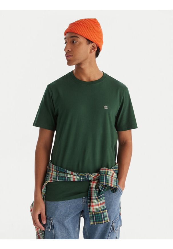 Element T-Shirt Icon Embroidery ELYKT00168 Zielony Regular Fit. Kolor: zielony. Materiał: bawełna