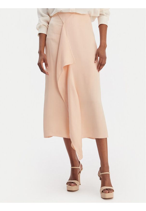 BOSS Spódnica midi Vemuth 50552076 Różowy Regular Fit. Kolor: różowy. Materiał: wiskoza