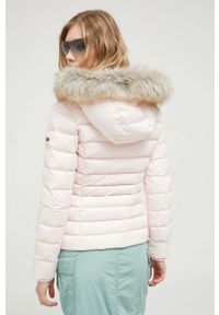 Tommy Jeans kurtka puchowa damska kolor różowy zimowa. Kolor: różowy. Materiał: futro, puch. Sezon: zima #3
