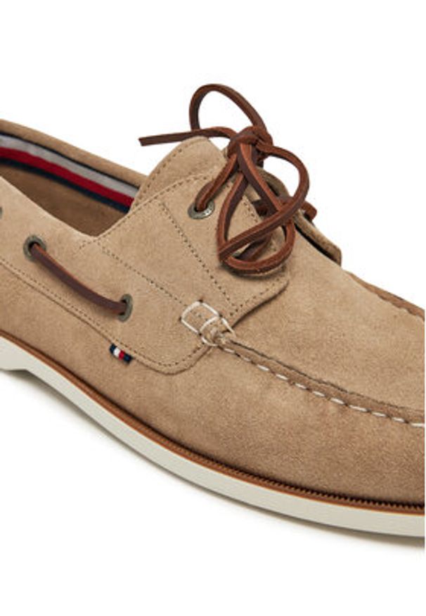 TOMMY HILFIGER - Tommy Hilfiger Półbuty Th Boat Shoe Core Suede FM0FM05387 Beżowy. Kolor: beżowy. Materiał: skóra, zamsz