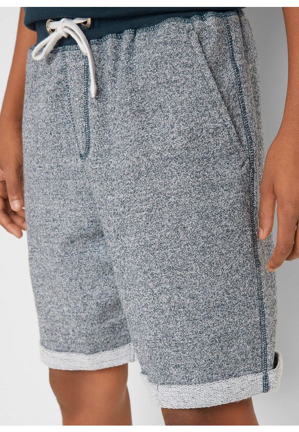 bonprix - Bermudy chłopięce z materiału w optyce denimu. Kolor: niebieski. Materiał: materiał, denim. Długość: krótkie. Styl: elegancki