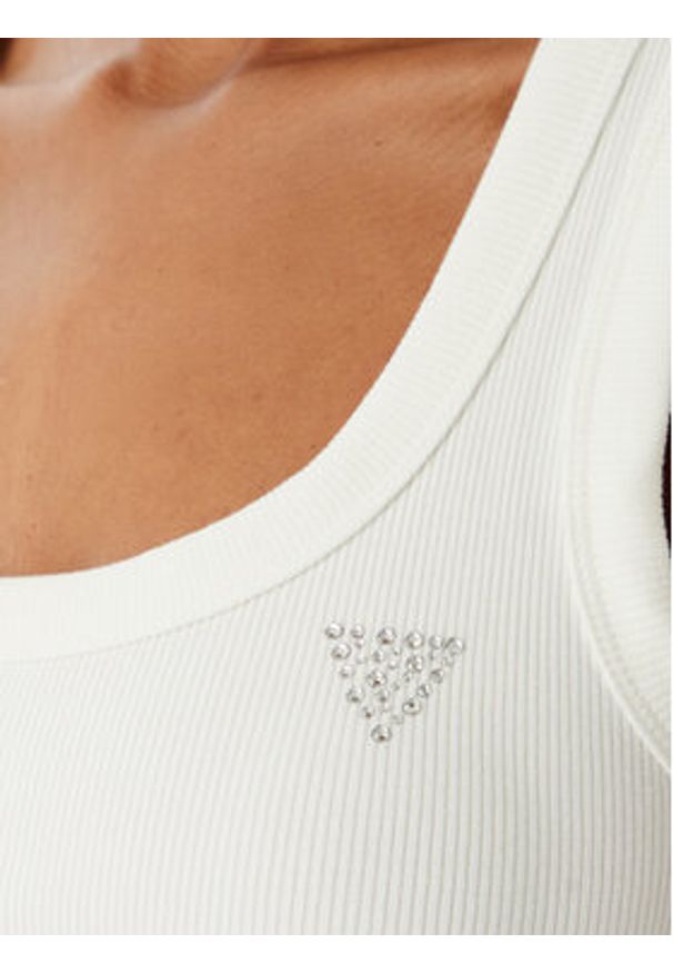 Guess Top V6GP07 K2987 Biały Slim Fit. Kolor: biały. Materiał: wiskoza