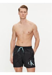 Calvin Klein Swimwear Szorty kąpielowe KM0KM01003 Czarny Regular Fit. Kolor: czarny. Materiał: syntetyk