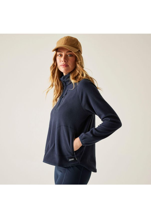 Regatta - Polar damski z suwakiem 1/2 Frankie. Kolor: niebieski. Materiał: polar. Długość rękawa: raglanowy rękaw