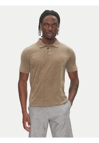 Lindbergh Polo 30-404263 Beżowy Relaxed Fit. Typ kołnierza: polo. Kolor: beżowy. Materiał: bawełna