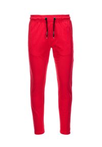 Ombre Clothing - Spodnie męskie dresowe - czerwone V5 P950 - L. Kolor: czerwony. Materiał: dresówka. Styl: klasyczny #5