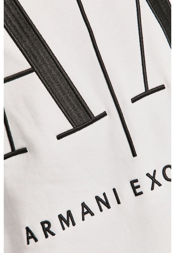 Armani Exchange - Bluza. Okazja: na co dzień. Kolor: biały. Wzór: aplikacja. Styl: casual