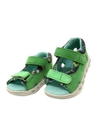 Sandałki na rzepy Mazurek 1363 Zielony zielone. Nosek buta: otwarty. Zapięcie: rzepy. Kolor: zielony. Materiał: skóra. Wzór: jednolity, paski #3