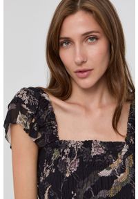 AllSaints Bluzka damska kolor czarny w kwiaty. Kolor: czarny. Materiał: tkanina. Wzór: kwiaty #3