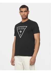 Guess T-Shirt M4YI86 K9RM1 Czarny Slim Fit. Kolor: czarny. Materiał: bawełna