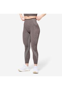 DOMYOS - Legginsy do treningu siłowego damskie Domyos seamless. Kolor: fioletowy, biały, brązowy, wielokolorowy. Materiał: materiał, poliamid, poliester, elastan. Sport: fitness
