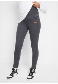 bonprix - Legginsy ciążowe na podszewce z polaru baranka, Slim Fit. Kolekcja: moda ciążowa. Kolor: szary. Materiał: polar