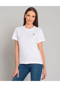 COMME DES GARCONS PLAY - Biały t-shirt z małym sercem. Okazja: na co dzień. Kolor: biały. Materiał: jeans. Styl: klasyczny, casual #1