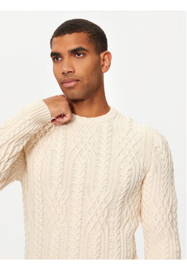 JOOP! Jeans Sweter 15 JJK-07Silano 30043085 Beżowy Modern Fit. Kolor: beżowy. Materiał: bawełna