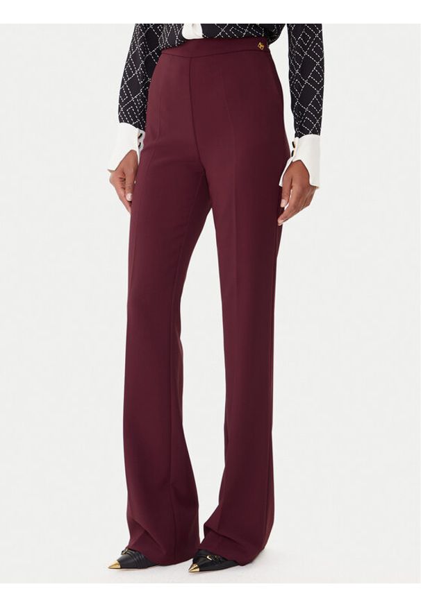 Elisabetta Franchi Spodnie materiałowe PA-030-46E2-V250 Bordowy Regular Fit. Kolor: czerwony. Materiał: syntetyk