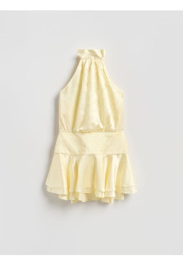 Reserved - Sukienka z wiskozą - jasnożółty. Kolor: żółty. Materiał: wiskoza