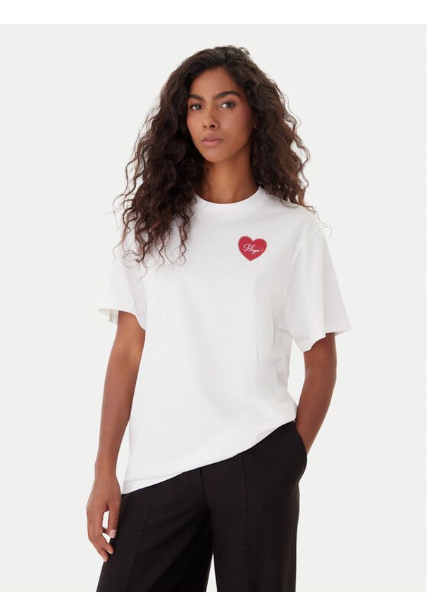 Hugo - HUGO T-Shirt Vintag 50551445 Écru Regular Fit. Materiał: bawełna