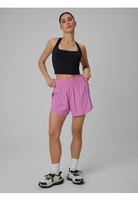 4f - 4F Spodenki treningowe szybkoschnące damskie - różowe M. Stan: podwyższony. Kolor: różowy. Materiał: tkanina. Sport: fitness #1