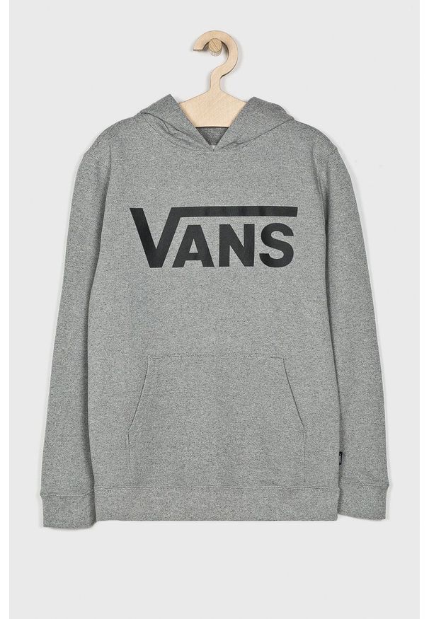 Vans - Bluza dziecięca. Okazja: na co dzień. Typ kołnierza: kaptur. Kolor: szary. Wzór: nadruk. Styl: casual