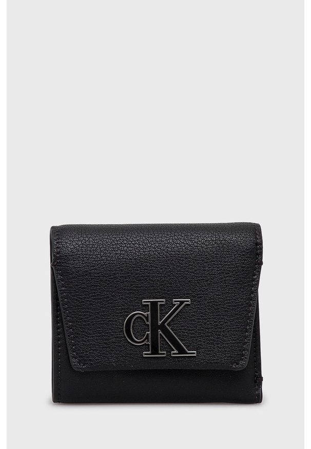 Calvin Klein Jeans portfel K60K609349.PPYY damski kolor czarny. Kolor: czarny. Materiał: materiał, włókno