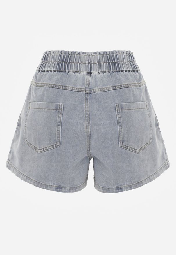 Renee - Niebieskie Jeansowe Szorty Casual z Bawełny Luźne z Gumką w Pasie Illiara. Okazja: na co dzień. Kolekcja: plus size. Kolor: niebieski. Materiał: jeans, bawełna. Długość: krótkie. Styl: casual
