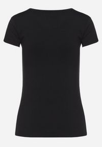 Born2be - Czarny T-shirt Geratia. Okazja: na co dzień. Kolor: czarny. Materiał: dzianina, materiał, elastan, bawełna, jeans. Styl: casual, elegancki #6