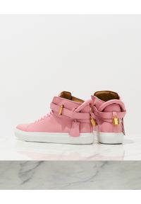 BUSCEMI - Różowe skórzane sneakersy. Nosek buta: okrągły. Kolor: różowy, wielokolorowy, fioletowy. Materiał: skóra #4