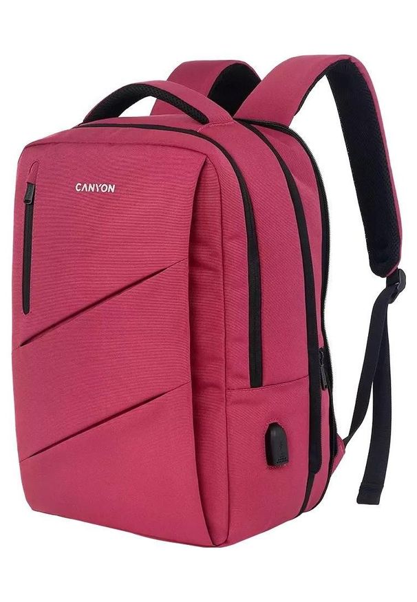 CANYON - Plecak Canyon BPE-5 15.6'' różowy. Kolor: różowy. Materiał: materiał. Wzór: paski. Styl: elegancki, casual