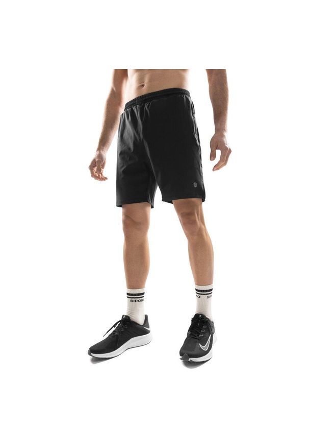 SIROKO - Krótkie spodenki fitness męskie Stellar. Kolor: czarny. Materiał: elastan, poliester. Długość: krótkie. Sport: fitness