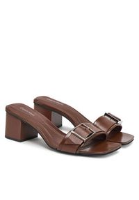 Calvin Klein Klapki Heel Mule 50 W/Buckle - Lth HW0HW02478 Brązowy. Kolor: brązowy. Materiał: skóra #5