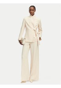 Marella Spodnie materiałowe Stampa 2613131032 Beżowy Straight Fit. Kolor: beżowy. Materiał: acetat #4