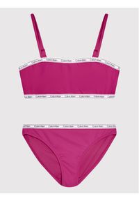 Calvin Klein Swimwear Strój kąpielowy Logo Tape KY0KY00016 Różowy. Kolor: różowy. Materiał: syntetyk #1